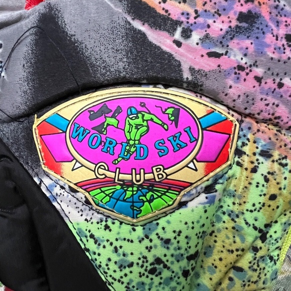 Vintage World Ski Club Gloves Size L 80 / 90's Retro Neon Yellow Green Womens - Picture 5 of 5